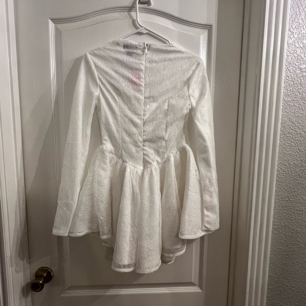 PrettyLittleThing White Fit and Flare Bell Sleeve Mini Dress
